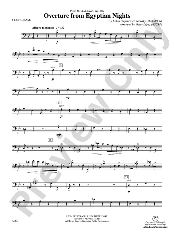 Overture from Egyptian Nights String Bass String Bass Part Digital