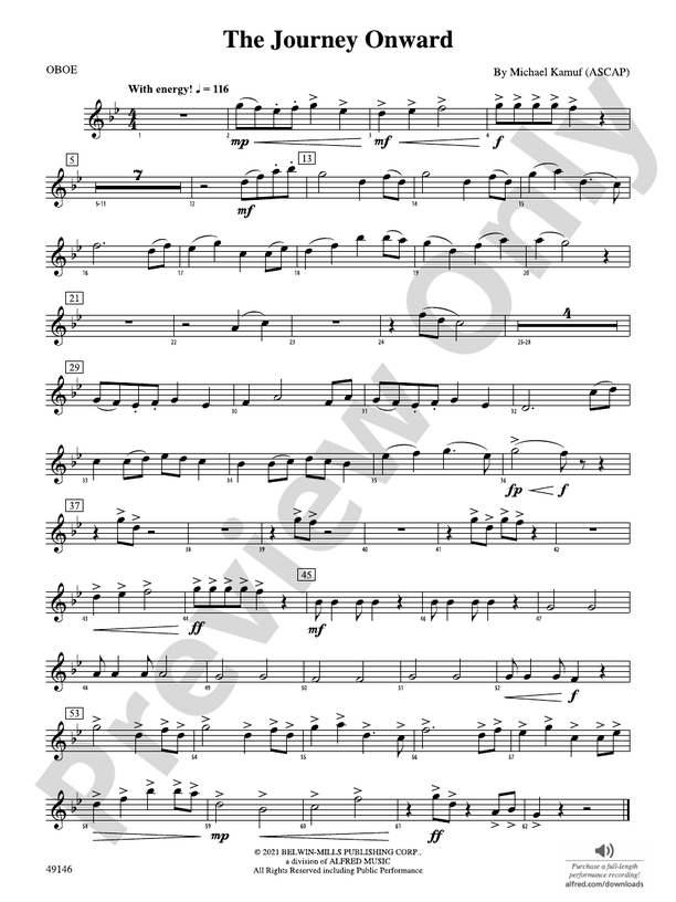 The Journey Onward Oboe Oboe Part Digital Sheet Music Download