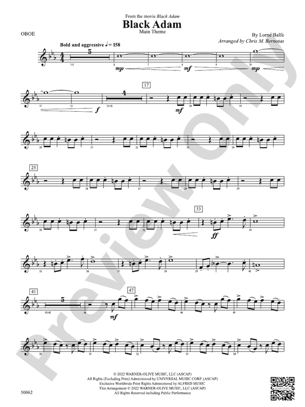 Black Adam Oboe Oboe Part Digital Sheet Music Download