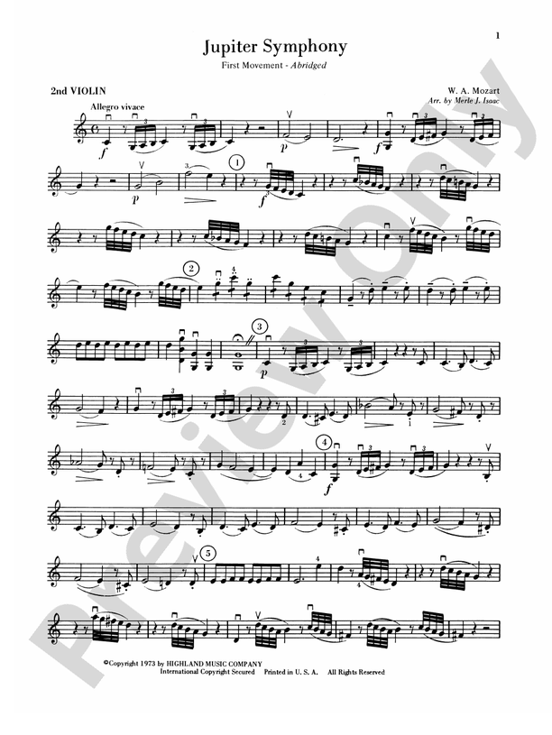 Jupiter Symphony, 1st Movement 2nd Violin 2nd Violin Part Digital