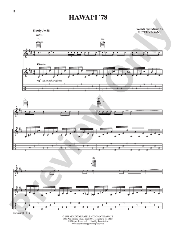 Hawai'I 78 Ukulele Israel "IZ" Kamakawiwo'ole Digital Sheet Music