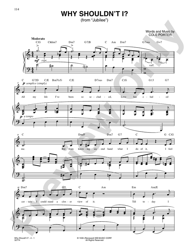 Why Shouldn't I? (From "Jubilee") Voice Cole Porter Digital Sheet Music Download