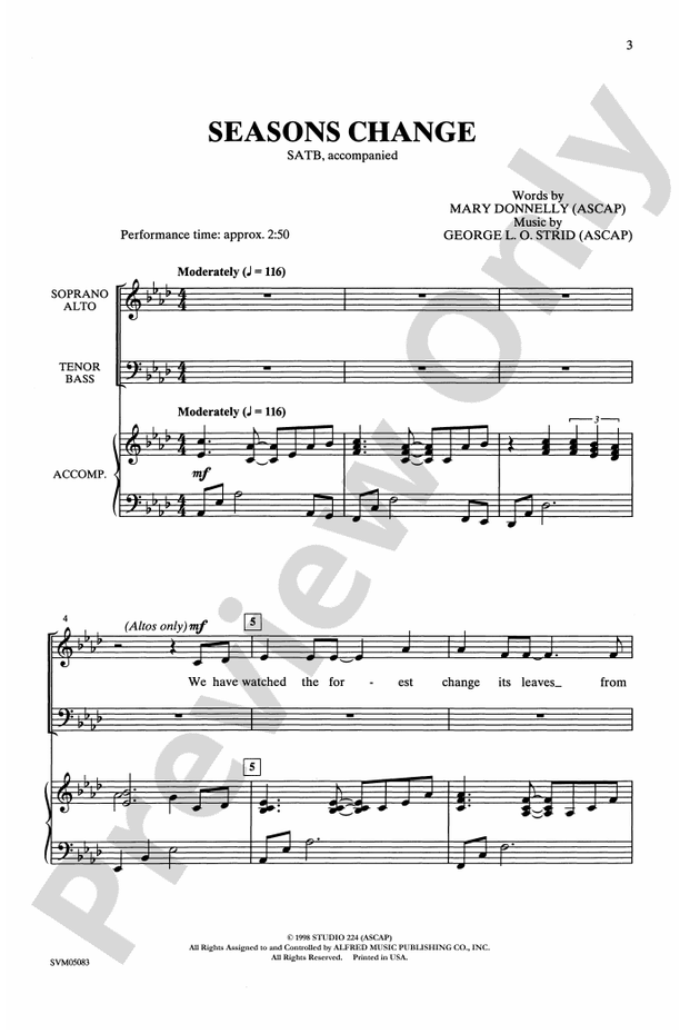Seasons Change SATB Choral Octavo Mary Donnelly Digital Sheet Music