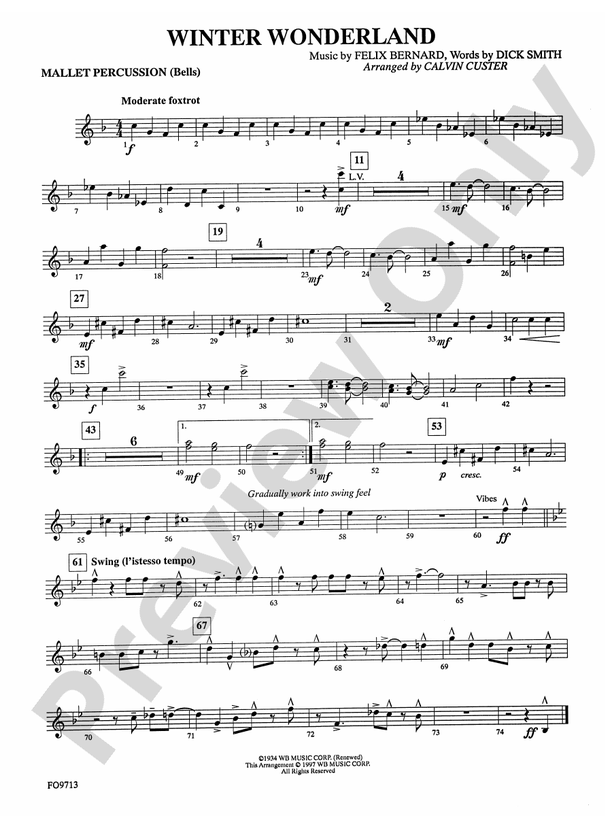 Winter Wonderland Mallets Mallets Part Digital Sheet Music Download