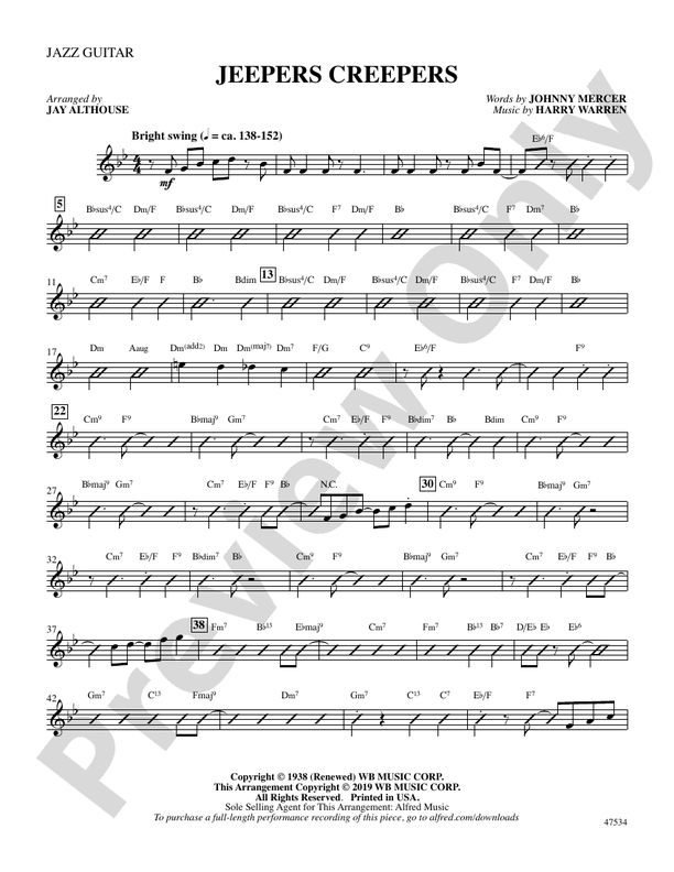 Jeepers Creepers Choral Octavo SoundPax Harry Warren Digital Sheet