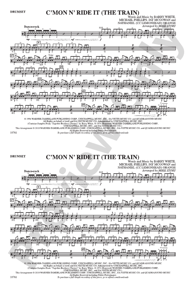 C'mon n' Ride It (The Train) Drumset Drumset Part Digital Sheet