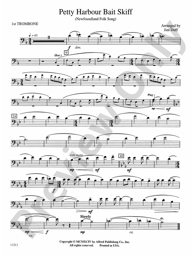 Petty Harbour Bait Skiff 1st Trombone 1st Trombone Part Digital
