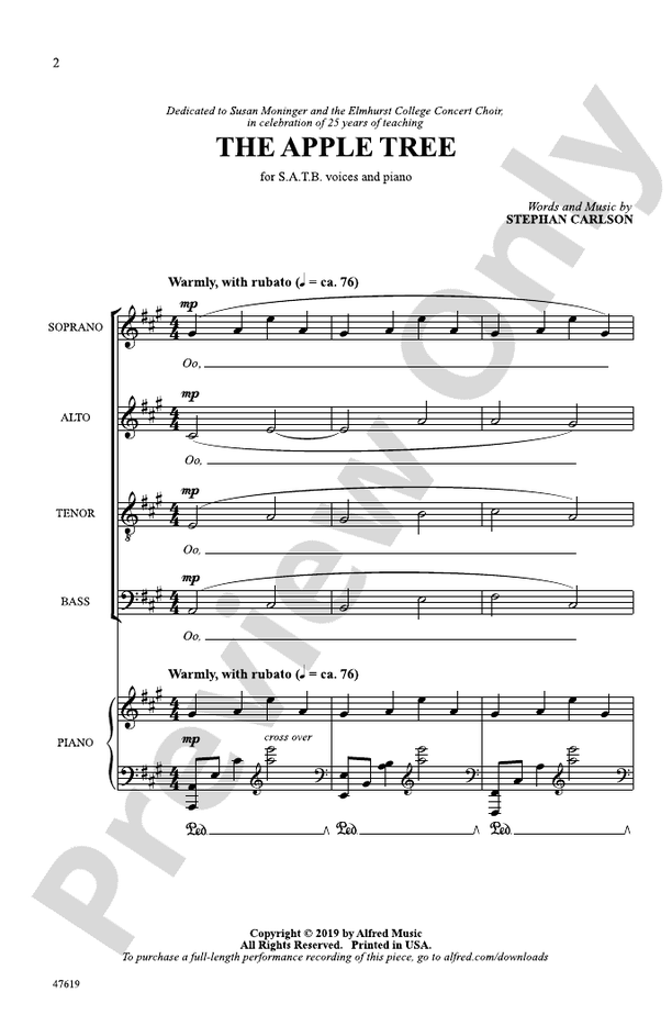 The Apple Tree SATB Choral Octavo Stephan Carlson Digital Sheet