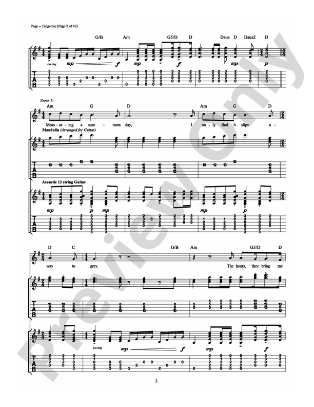 Tangerine Guitar Led Zeppelin Digital Sheet Music Download