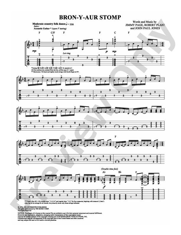 BronYAur Stomp Guitar Led Zeppelin Digital Sheet Music Download