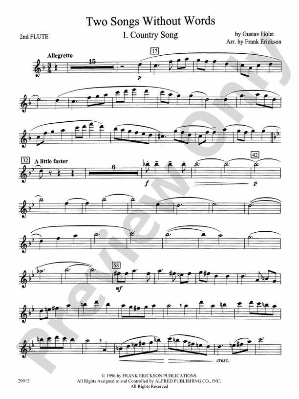 Two Songs Without Words 2nd Flute 2nd Flute Part Digital Sheet