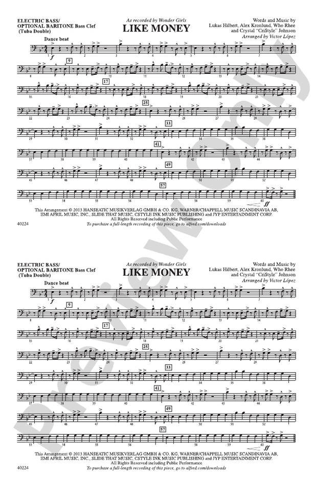 Like Money Electric Bass Electric Bass Part Digital Sheet Music