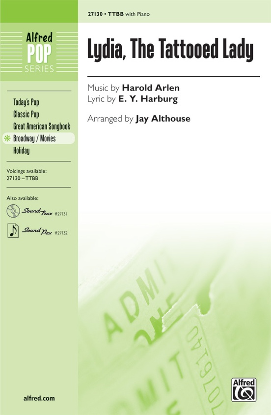 Lydia, the Tattooed Lady TTBB Choral Octavo Harold Arlen Sheet Music