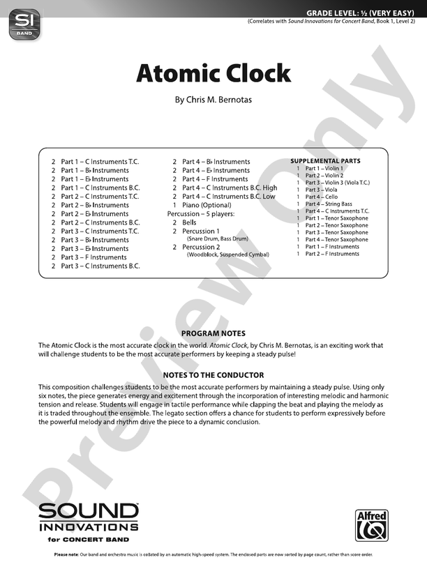 Atomic Clock Score Concert Band Score Digital Sheet Music Download