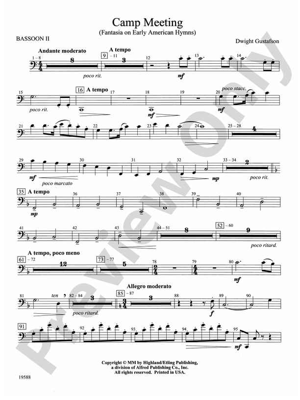 Camp Meeting (Fantasia on Early American Hymns) 2nd Bassoon 2nd