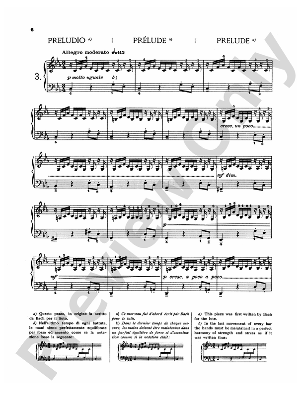 Bach Twenty Three Easy Pieces (Ed. Mugellini) 3. Prelude in C Minor