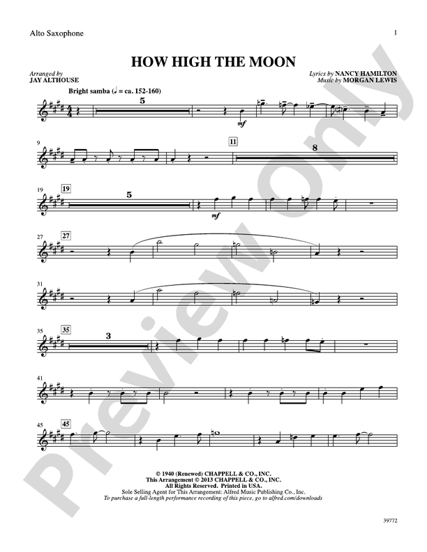 How High the Moon Eflat Alto Saxophone Eflat Alto Saxophone Part