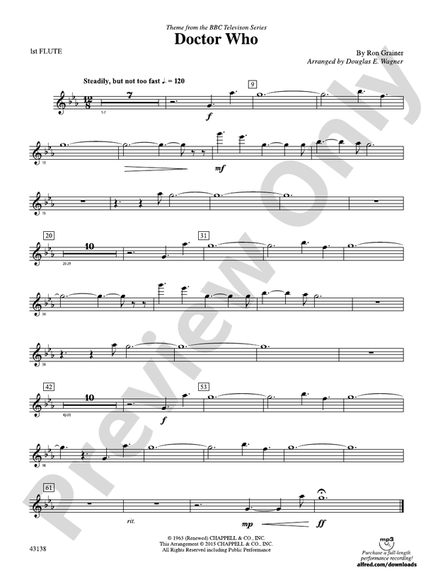 Doctor Who Flute Flute Part Digital Sheet Music Download