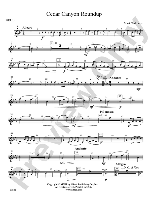Cedar Canyon Roundup Oboe Oboe Part Digital Sheet Music Download