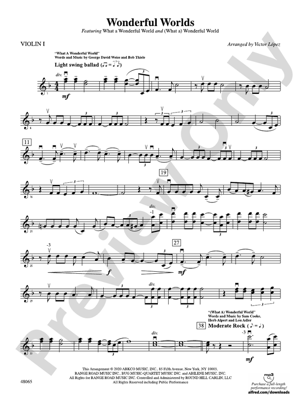 Wonderful Worlds 1st Violin 1st Violin Part Digital Sheet Music