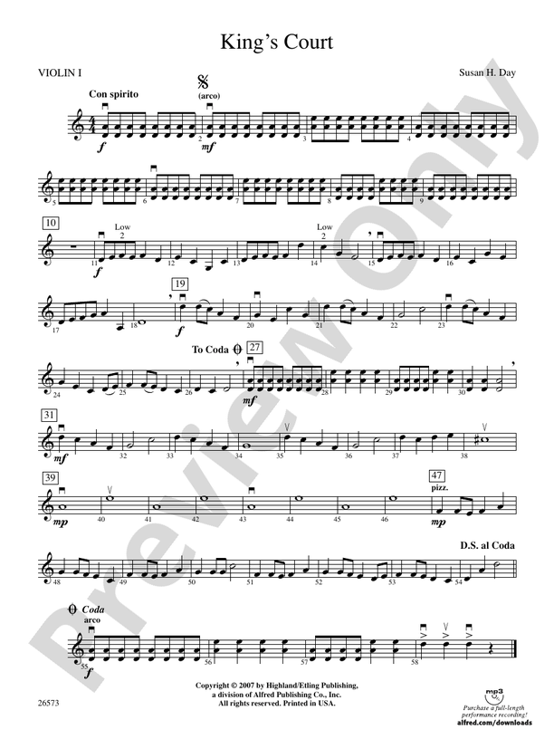 King's Court 1st Violin 1st Violin Part Digital Sheet Music Download