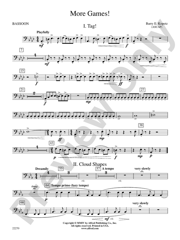 More Games! Bassoon Bassoon Part Digital Sheet Music Download