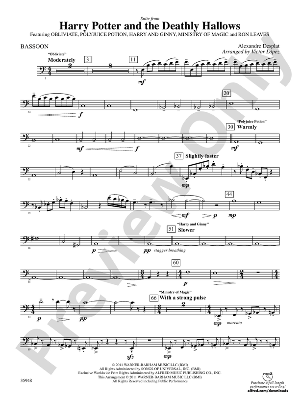 Harry Potter and the Deathly Hallows, Part 1, Suite from Bassoon