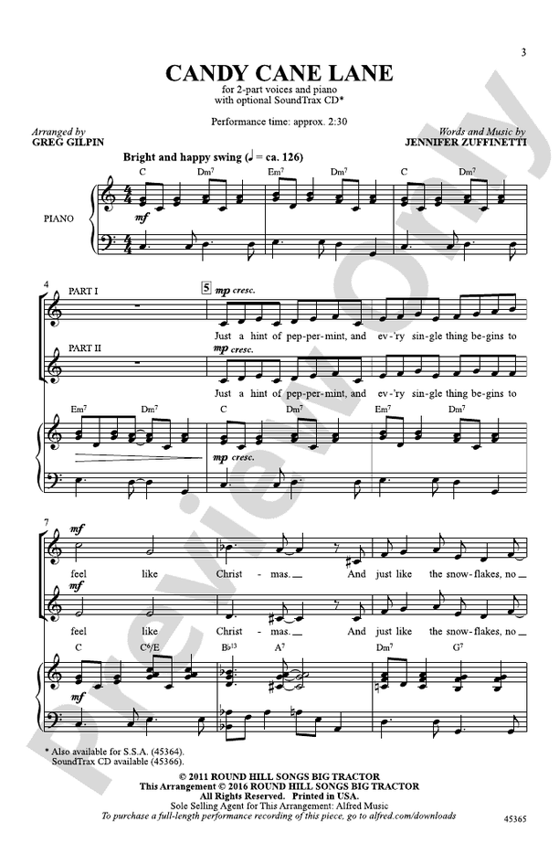 Candy Cane Lane 2Part Choral Octavo Jennifer Digital