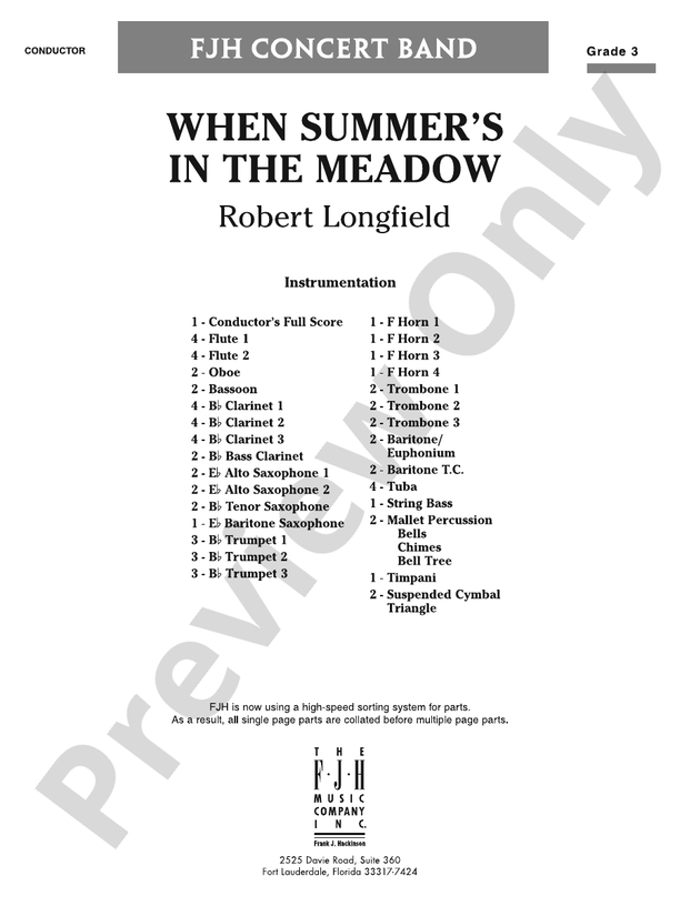 When Summer's in the Meadow Score Robert Longfield Digital Sheet