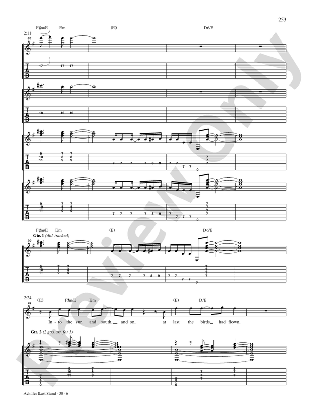 Achilles Last Stand Guitar Led Zeppelin Digital Sheet Music Download