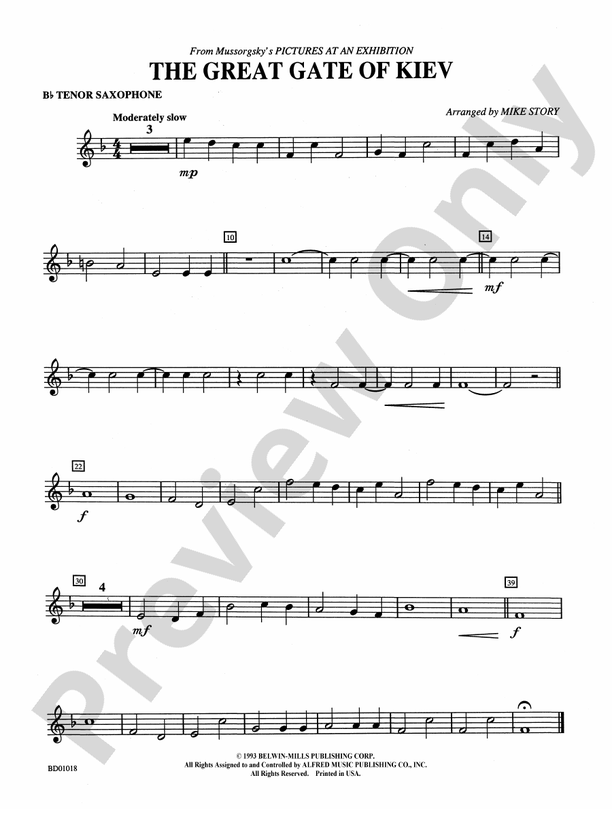 The Great Gate of Kiev (from Pictures at an Exhibition) Bflat Tenor