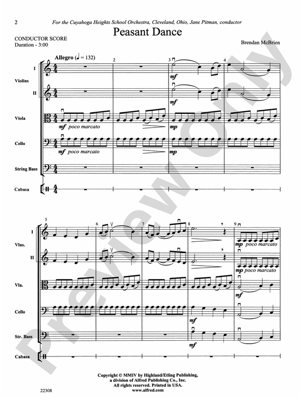 Peasant Dance String Orchestra Conductor Score & Parts Brendan