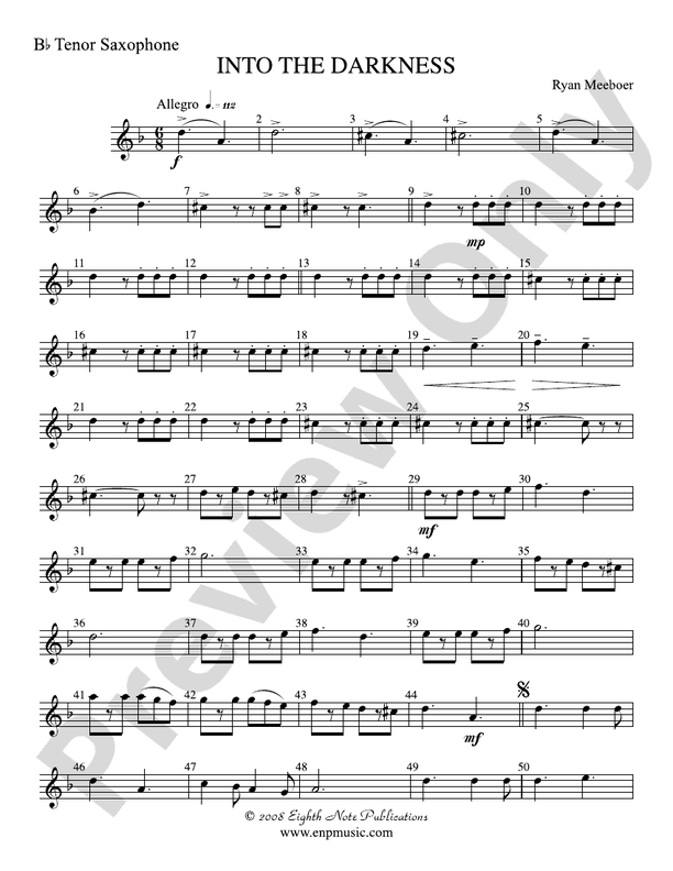 Into the Darkness Bflat Tenor Saxophone Bflat Tenor Saxophone Part