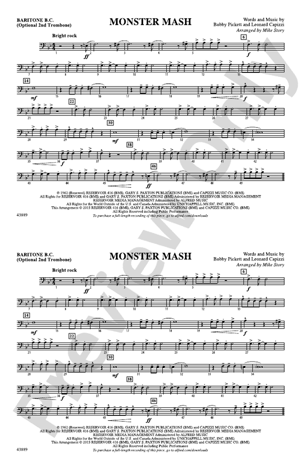 Monster Mash Baritone B.C. Baritone B.C. Part Digital Sheet Music