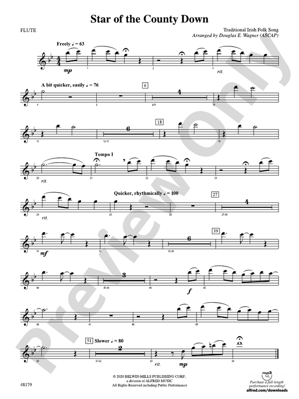 Star of the County Down Flute Flute Part Digital Sheet Music Download