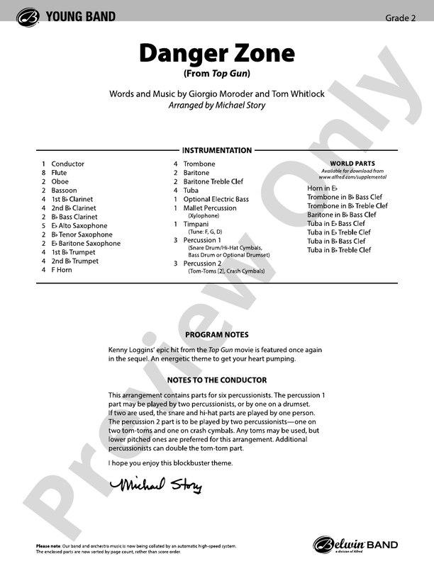 DANGER ZONE/PYB 2 Score Concert Band Score Digital Sheet Music Download