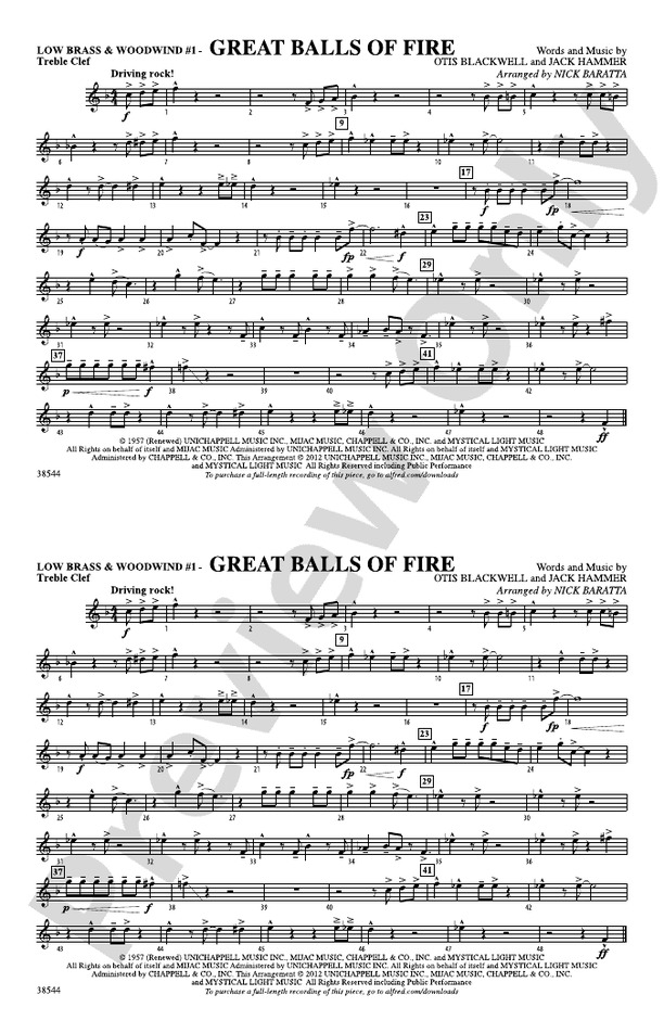 Great Balls of Fire Low Brass & Woodwinds 1 Treble Clef Low Brass & Woodwinds 1 Treble