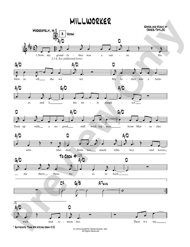 Millworker (From "Working") Piano/Vocal/Chords James Taylor Digital