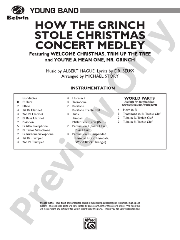 How the Grinch Stole Christmas Concert Band Conductor Score & Parts