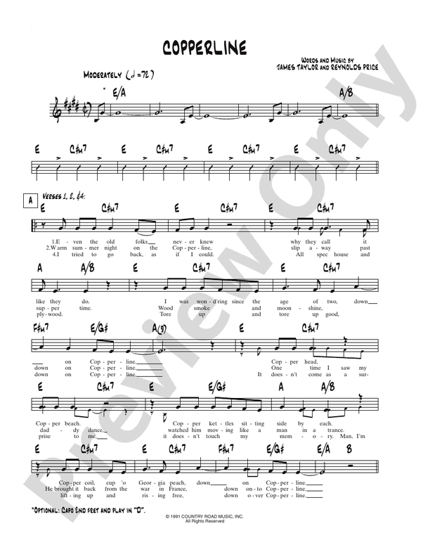 Copperline Piano/Vocal/Chords James Taylor Digital Sheet Music Download