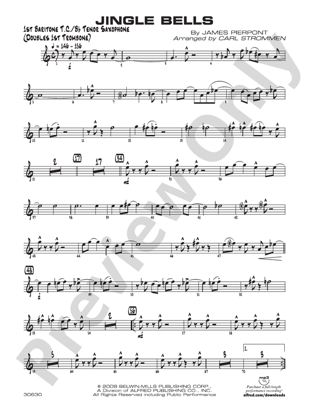 Jingle Bells Baritone T.C. Baritone T.C. Part Digital Sheet Music