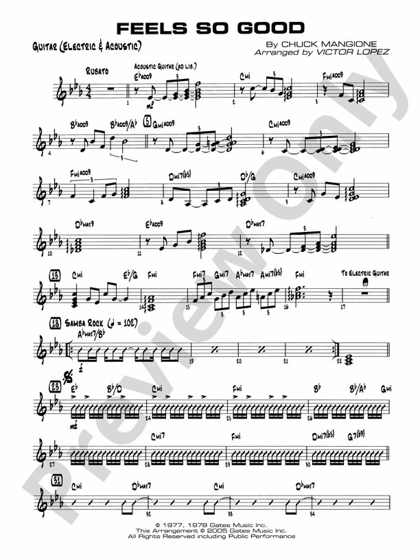 Feels So Good Guitar Guitar Part Digital Sheet Music Download