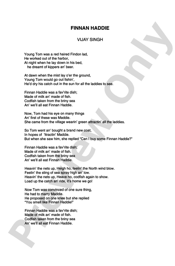 Finnan Haddie (from Celtic Songs) TTBB Choral Octavo Vijay Singh