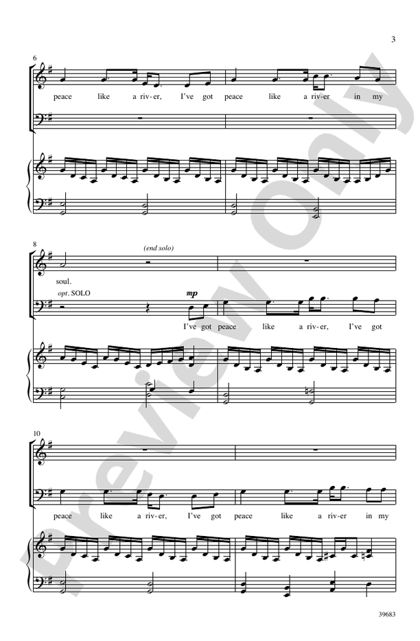 Peace Like a River SATB Choral Octavo Digital Sheet Music Download
