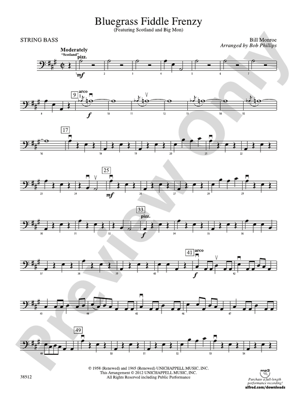 Bluegrass Fiddle Frenzy String Bass String Bass Part Digital Sheet