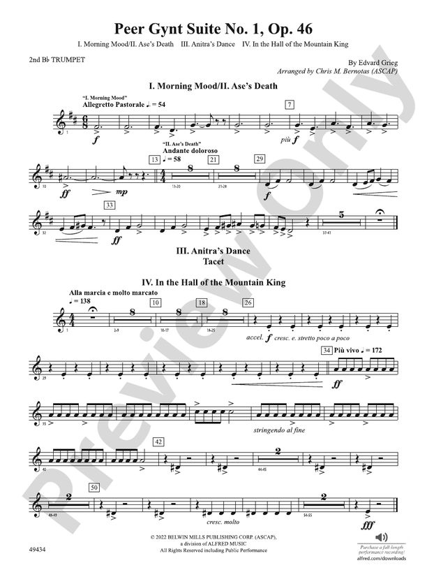 Peer Gynt Suite No.1, Op. 46 2nd Bflat Trumpet 2nd Bflat Trumpet