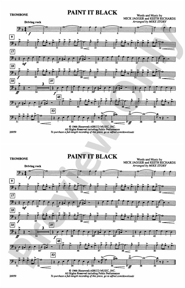 Paint It Black 1st Trombone 1st Trombone Part Digital Sheet Music