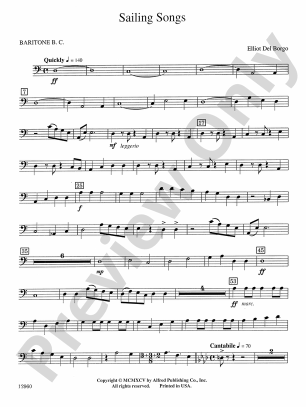 Sailing Songs Baritone B.C. Baritone B.C. Part Digital Sheet Music