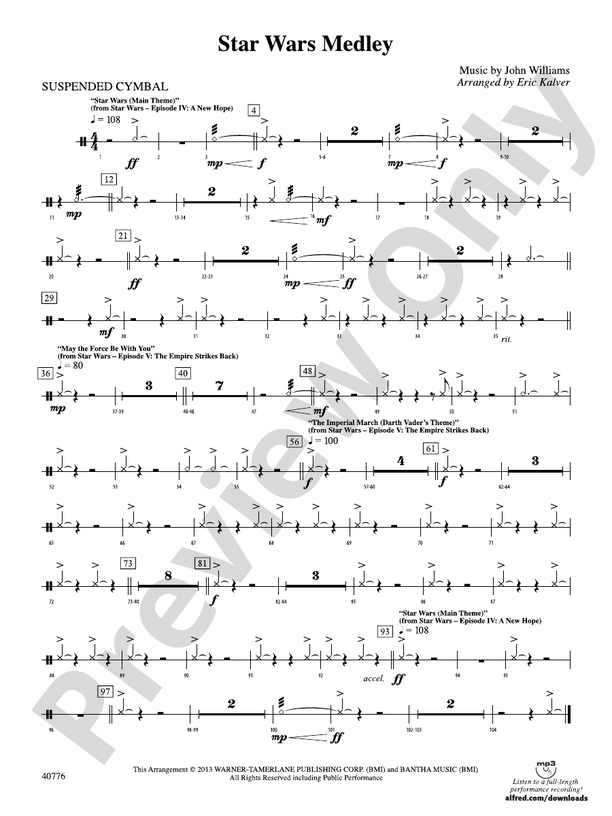 Star Wars Medley 2nd Percussion 2nd Percussion Part Digital Sheet