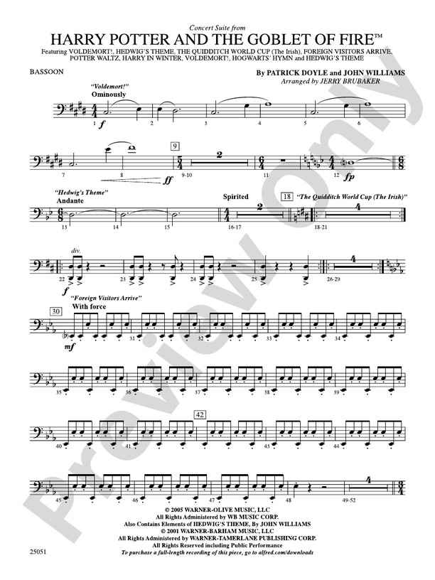 Harry Potter and the Goblet of Fire,™ Concert Suite from Bassoon